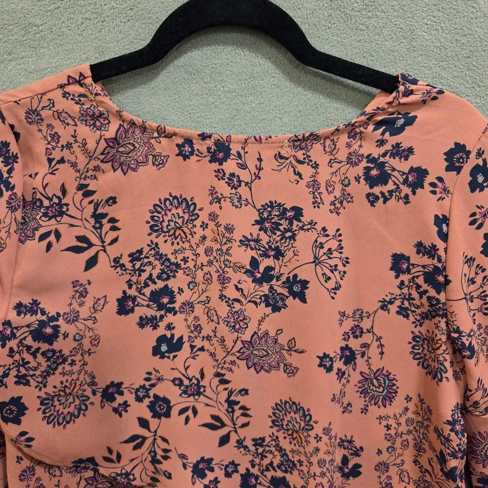 Liberty Love Floral Blouse Women's Size Small Boho Bell‎ Sleeve Ruffle Cottage